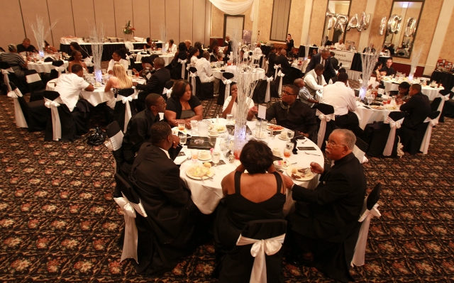 Family eating dinner at the banquet